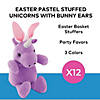 Easter Pastel Stuffed Unicorns with Bunny Ears - 12 Pc. Image 1