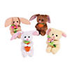 Easter Stuffed Velour Bunnies with Flowers & Carrots - 12 Pc. Image 1