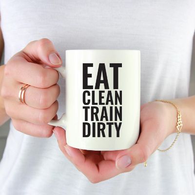 Eat Clean Train Dirty Ceramic Mug Image 1