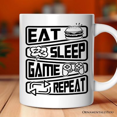 Eat Sleep Game Repeat Mug, Funny Gamer Gift Image 2
