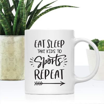 Eat Sleep Sports Repeat Ceramic Mug Image 1