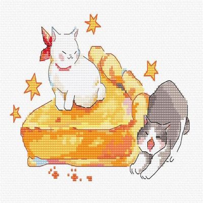 Eating Sleeping Stretching L8811 Counted Cross Stitch Kit Image 1