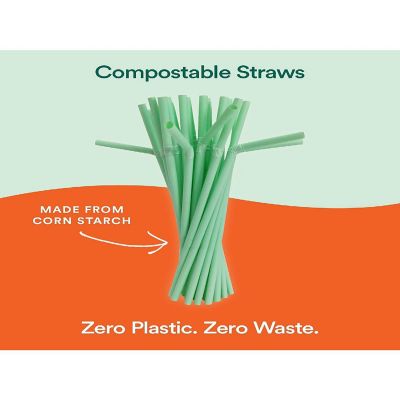 ECO SOUL 100 Percent PLA Compostable Biodegradable Sustainable Disposable Straws - 100 Count, 8.25 Inches Image 3
