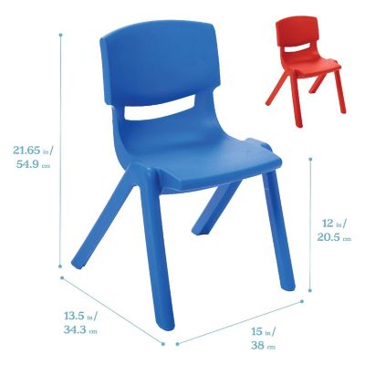 ECR4Kids 12in Plastic School Stack Chair, Blue/Red, 10-Piece Image 1