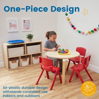 ECR4Kids 12in Plastic School Stack Chair, Red, 10-Piece Image 2