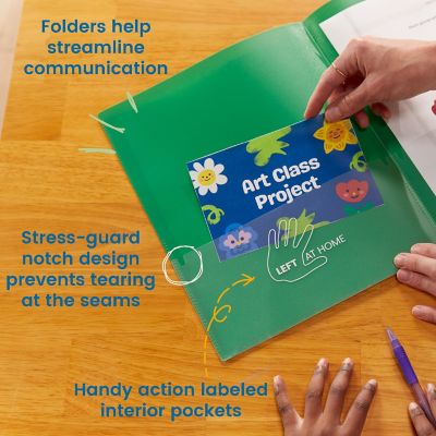ECR4Kids 2-Pocket Parent-Teacher Classroom Communication Folder, School Supplies, Assorted, 36-Piece Image 3