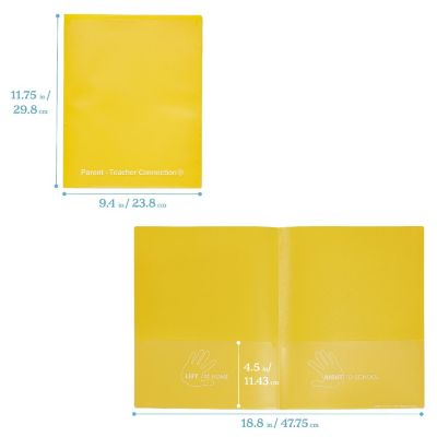 ECR4Kids 2-Pocket Parent-Teacher Classroom Communication Folder, School Supplies, Yellow, 36-Piece Image 1