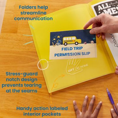 ECR4Kids 2-Pocket Parent-Teacher Classroom Communication Folder, School Supplies, Yellow, 36-Piece Image 3