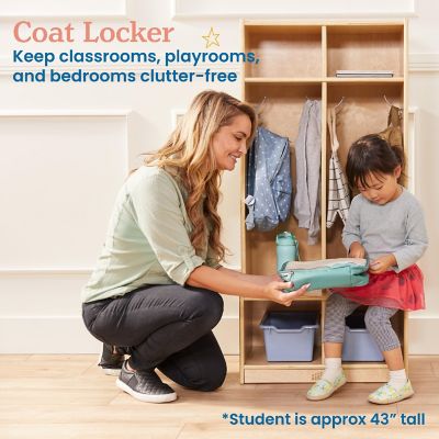 ECR4Kids 2-Section Coat Locker with Bench, Natural Image 2