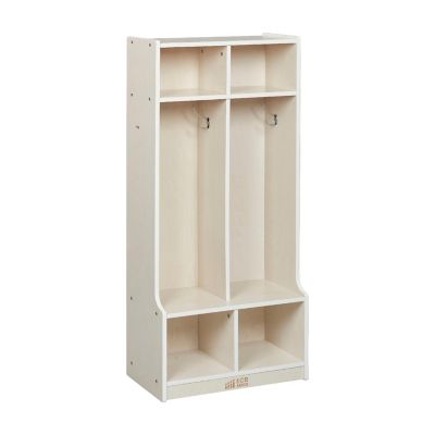 ECR4Kids 2-Section Coat Locker with Bench, White Wash Image 1