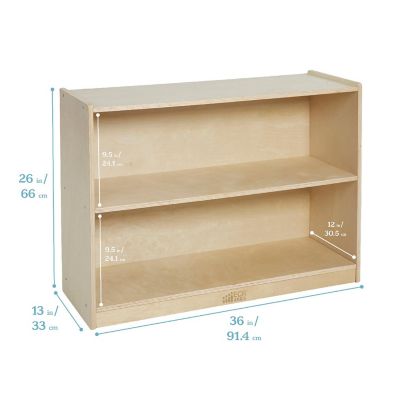 ECR4Kids 2-Shelf Mobile Storage Cabinet, Classroom Furniture, Natural Image 1