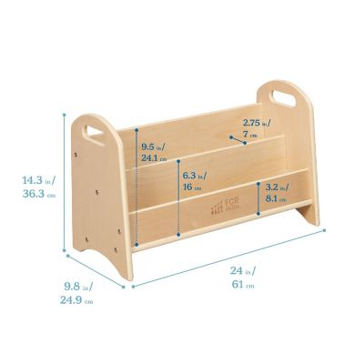 ECR4Kids 2-Shelf Tabletop Book Display with Handles, Natural Image 1