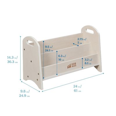 ECR4Kids 2-Shelf Tabletop Book Display with Handles, White Wash Image 1
