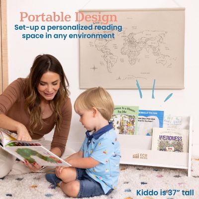ECR4Kids 2-Shelf Tabletop Book Display with Handles, White Wash Image 3
