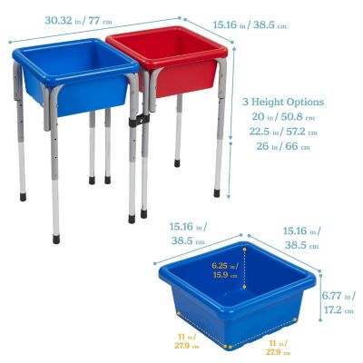 ECR4Kids 2-Station Sand and Water Adjustable Play Table, Sensory Bins, Blue/Red Image 1
