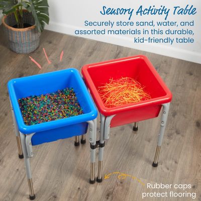ECR4Kids 2-Station Sand and Water Adjustable Play Table, Sensory Bins, Blue/Red Image 3