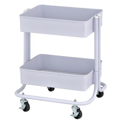 ECR4Kids 2-Tier Rolling Utility Cart, White Image 1