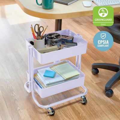 ECR4Kids 2-Tier Rolling Utility Cart, White Image 3