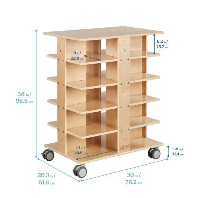 ECR4Kids 20-Compartment Mobile Storage Tower, 5x4, Natural Image 1