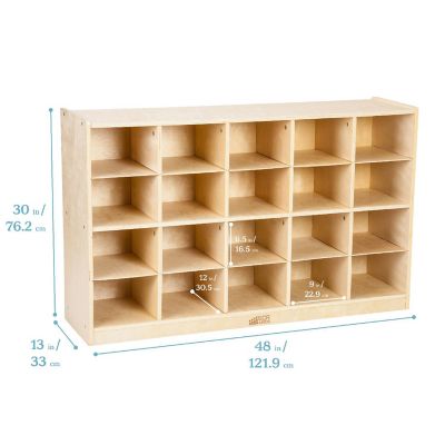 ECR4Kids 20 Cubby Mobile Tray Storage Cabinet, 4x5, Classroom Furniture, Natural Image 1