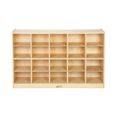 ECR4Kids 20 Cubby Mobile Tray Storage Cabinet, 4x5, Classroom Furniture, Natural Image 2