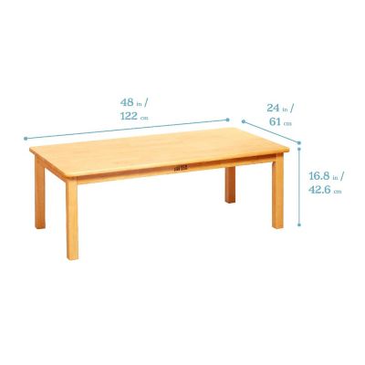 ECR4Kids 24in x 48in Rectangular Hardwood Table with 16in Legs and Four 8in Chairs, Kids Furniture, Honey Image 1