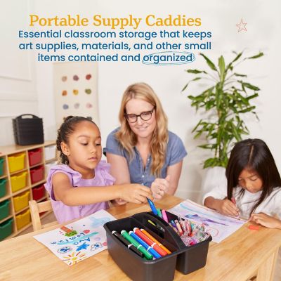 ECR4Kids 3-Compartment Storage Caddy, Supply Organizer, Black, 6-Pack Image 2