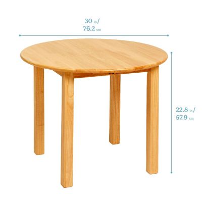 ECR4Kids 30in D Round Hardwood Table and Chair Set, 12in Seat Height, Honey Image 1