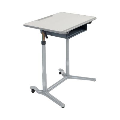 ECR4Kids 3S Mobile Desk, Sit Stand and Store, Adjustable, Open Front Desk, Grey Image 1