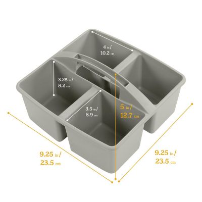 ECR4Kids 4-Compartment Medium Caddy, Grey, 6-Pack Image 1