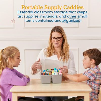 ECR4Kids 4-Compartment Medium Caddy, Grey, 6-Pack Image 2