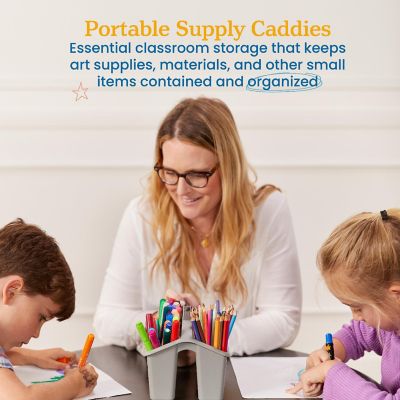 ECR4Kids 4-Compartment Small Caddy, Grey, 6-Pack Image 2