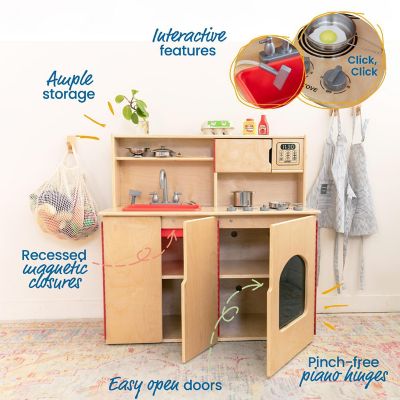 ECR4Kids 4-in-1 Kitchen, Sink, Stove, Oven, Microwave and Storage, Natural Image 3