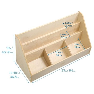 ECR4Kids 5-Compartment Easy to Reach Book Display, Classroom Storage, Natural Image 1