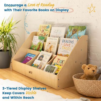 ECR4Kids 5-Compartment Easy to Reach Book Display, Classroom Storage, Natural Image 2