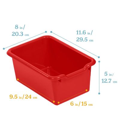 ECR4Kids 5-Section Coat Locker and Scoop Front Storage Bins, Natural, Red Image 2