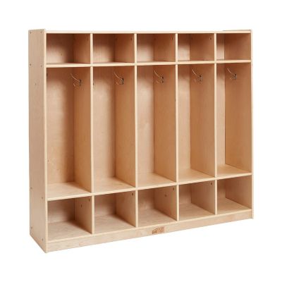 ECR4Kids 5-Section Straight Coat Locker, Natural Image 1