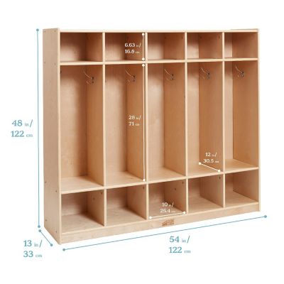 ECR4Kids 5-Section Straight Coat Locker, Natural Image 1
