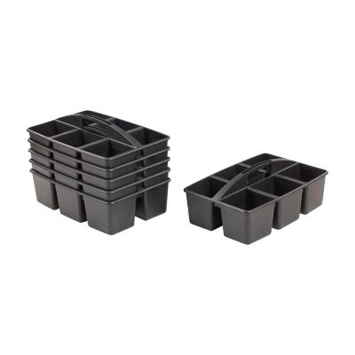 ECR4Kids 6-Compartment Large Caddy, Black, 6-Pack Image 1