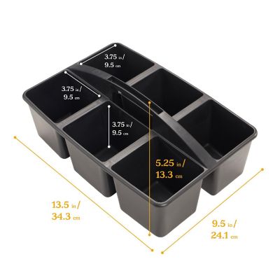 ECR4Kids 6-Compartment Large Caddy, Black, 6-Pack Image 1