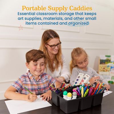 ECR4Kids 6-Compartment Large Caddy, Black, 6-Pack Image 2