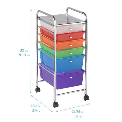 ECR4Kids 6-Drawer Mobile Organizer, Assorted Image 1