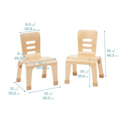 ECR4Kids Bentwood Chair, 10in Seat Height - Stackable Seats, Natural, 2-Pack Image 1