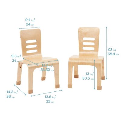 ECR4Kids Bentwood Chair, 12in Seat Height, Stackable Seats, Natural, 2-Pack Image 1