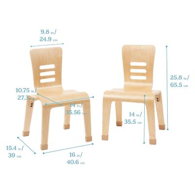 ECR4Kids Bentwood Chair, 14in Seat Height, Stackable Seats, Natural, 2-Pack Image 1