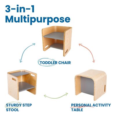 ECR4Kids Bentwood Multipurpose Cube Chair, Kids Furniture, Grey Image 2