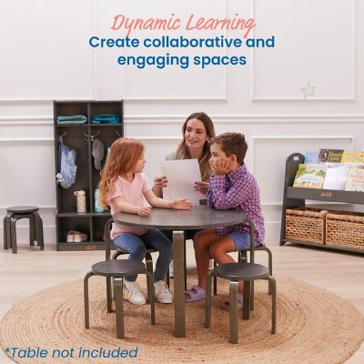 ECR4Kids Bentwood Stackable Stools, Grey Wash, 6-Piece Image 3