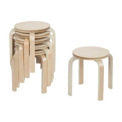 ECR4Kids Bentwood Stackable Stools, Natural, 6-Piece Image 1