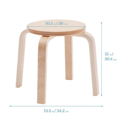 ECR4Kids Bentwood Stackable Stools, Natural, 6-Piece Image 1