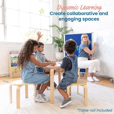 ECR4Kids Bentwood Stackable Stools, Natural, 6-Piece Image 3